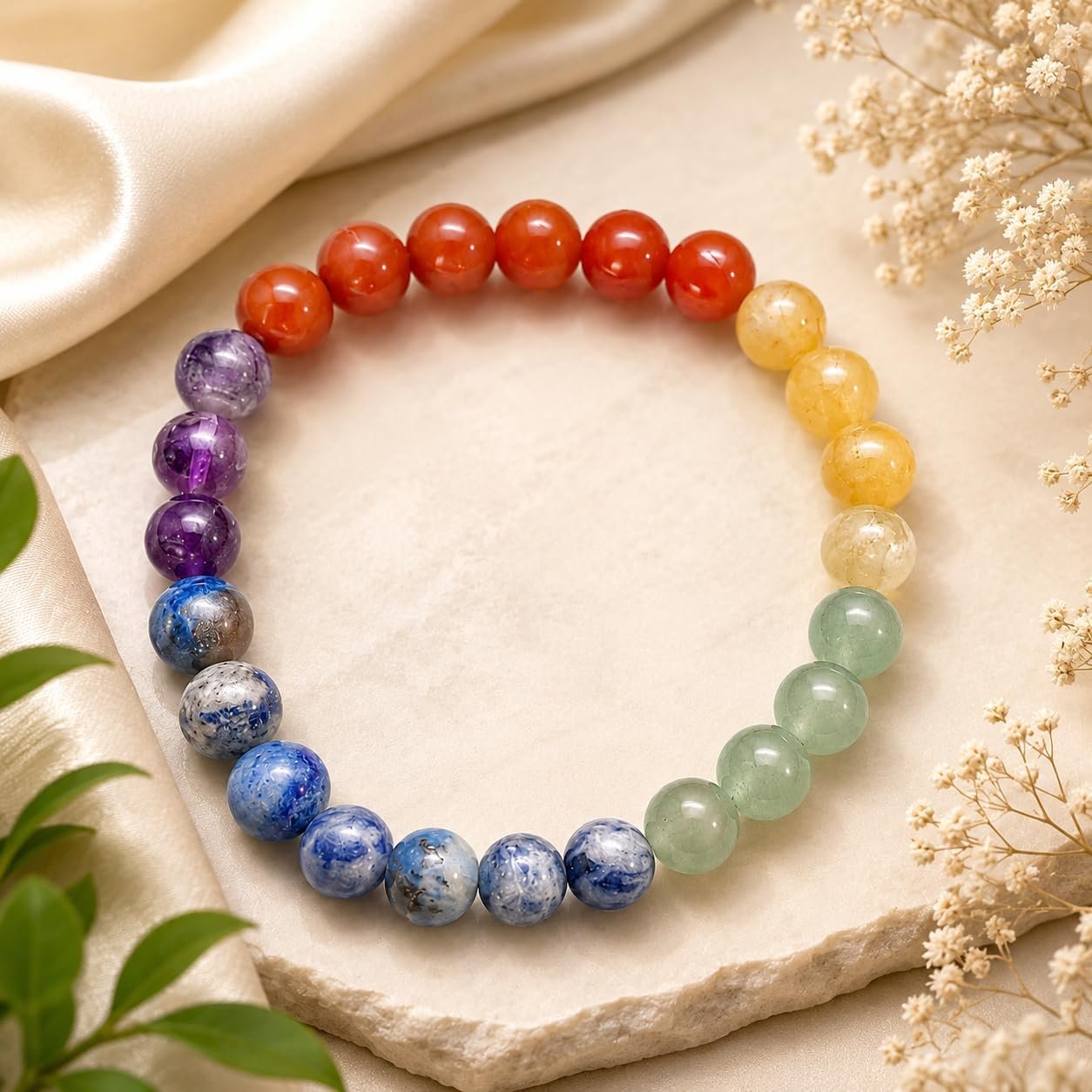 7 Chakra Healing Crystal Bracelet 8mm Certified Natural Gemstone Beads