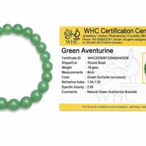 Natural Green Aventurine Crystal Bracelet, 8mm Gemstone Beads, Certified