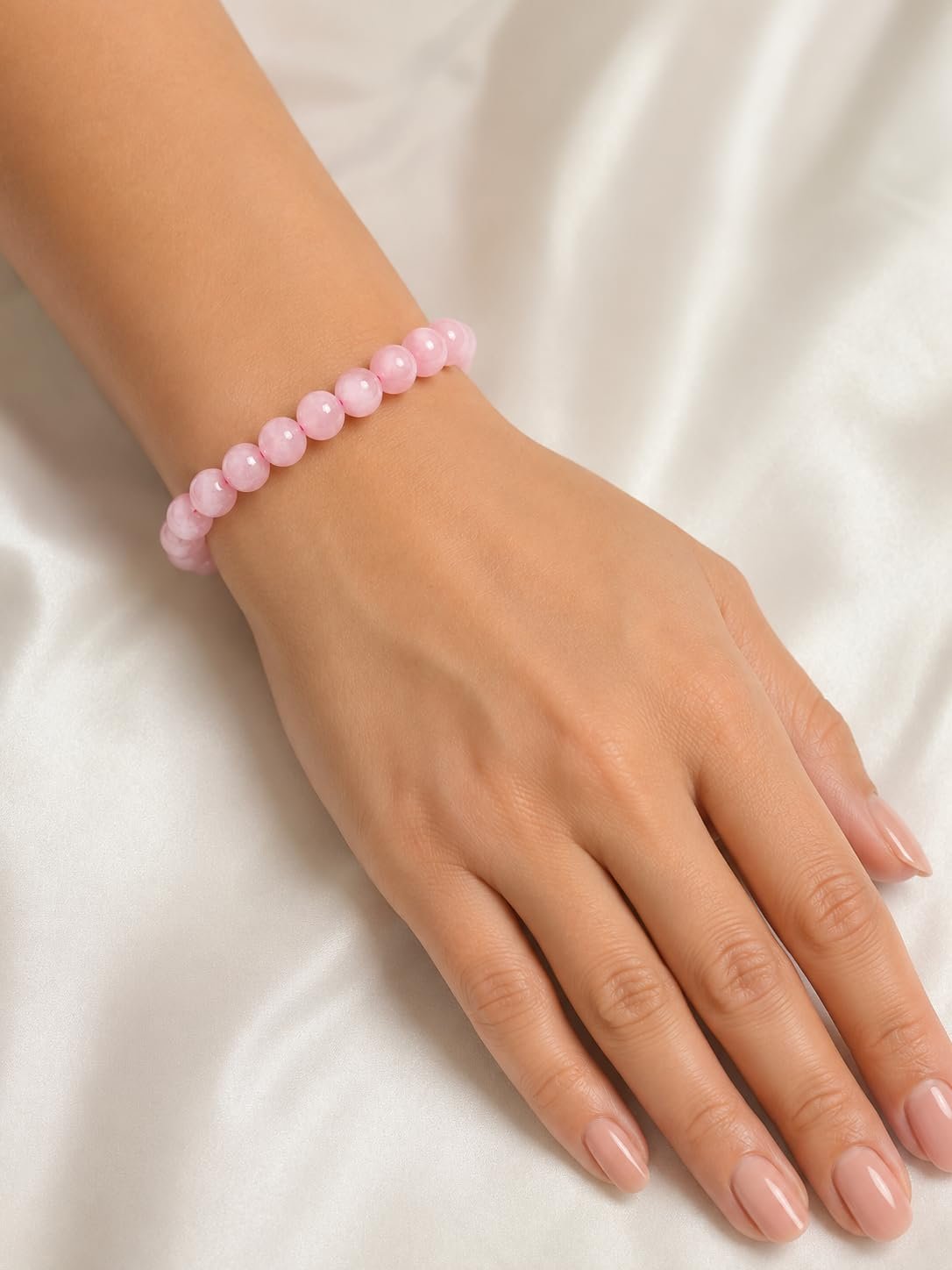 Natural Rose Quartz Crystal Bracelet with Certificate 8mm bead size - Image 4