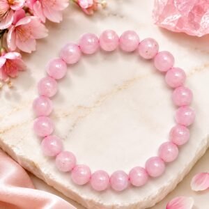 Natural Rose Quartz Crystal Bracelet with Certificate 8mm bead size