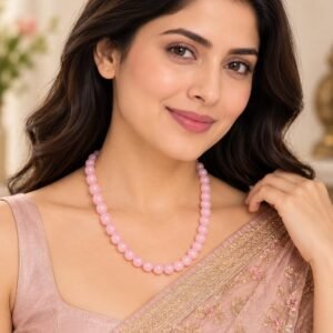 Premium Rose Quartz Necklace for Women, Pink, 8 mm